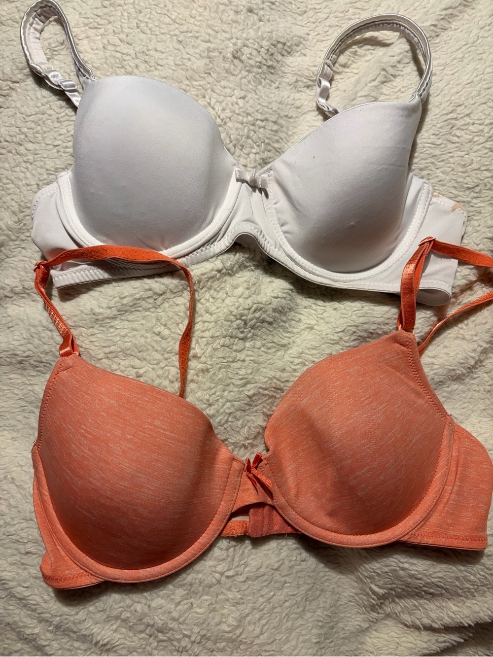 sophie b. Seamless T-Shirt Bras in White & Coral